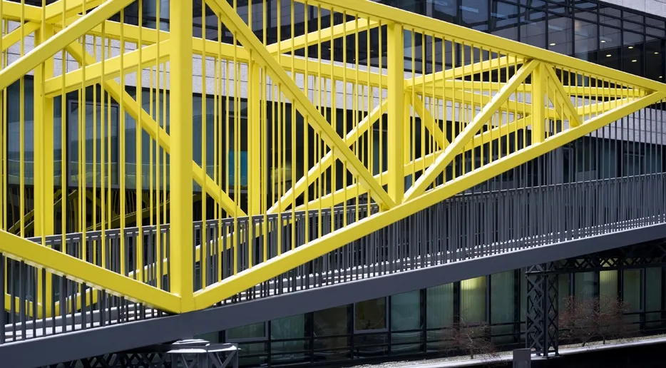 yellow iron bridge