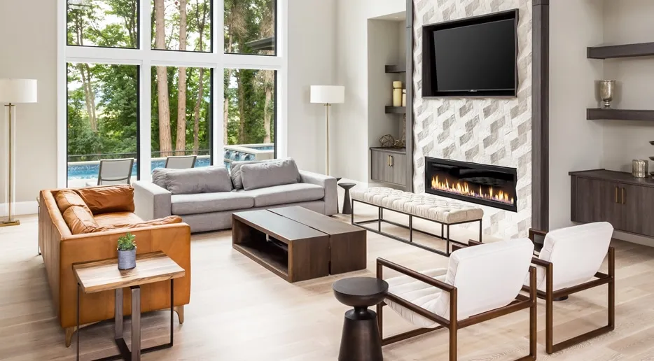white livingroom fireplace