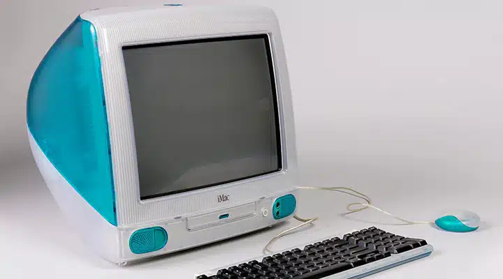 A desktop computer monitor sitting on top of a table