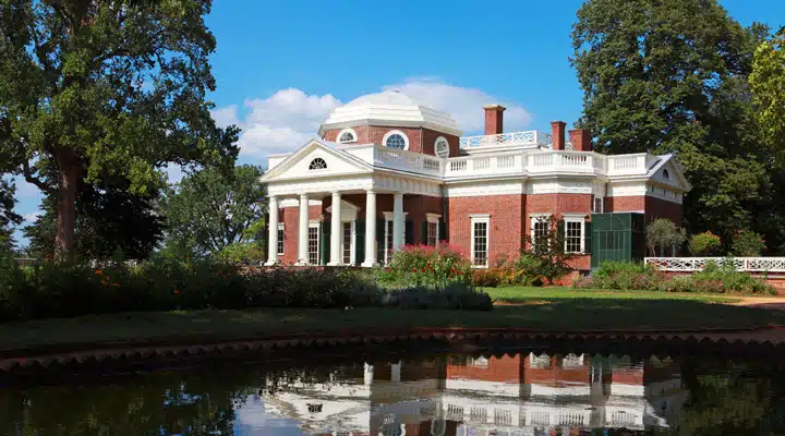 Monticello over a body of water