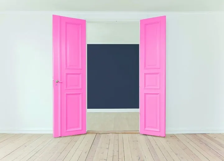 A pink door