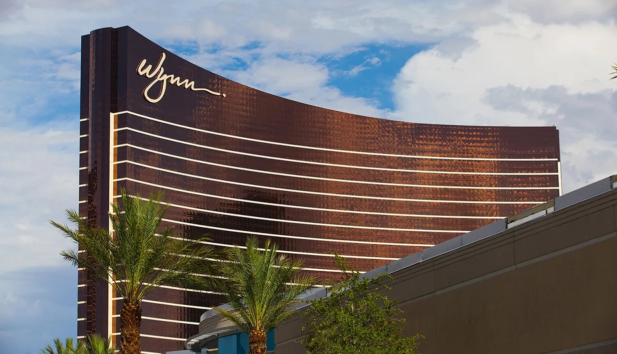 A tall building with Wynn Las Vegas in the background